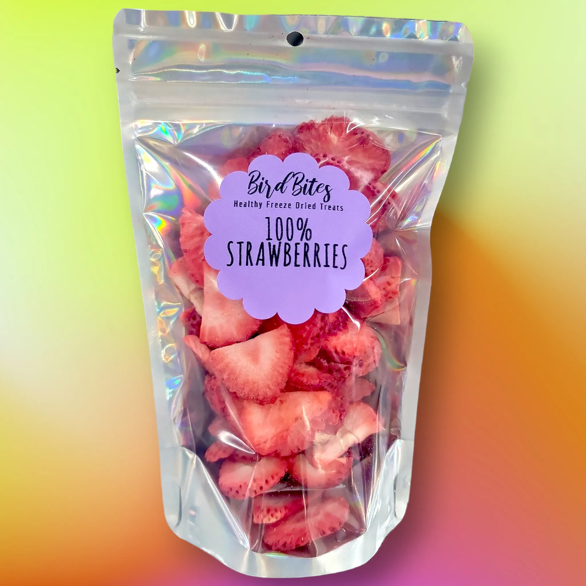 100% Strawberries - 1.5 Cups - Bird Bites Healthy Freeze Dried Treats