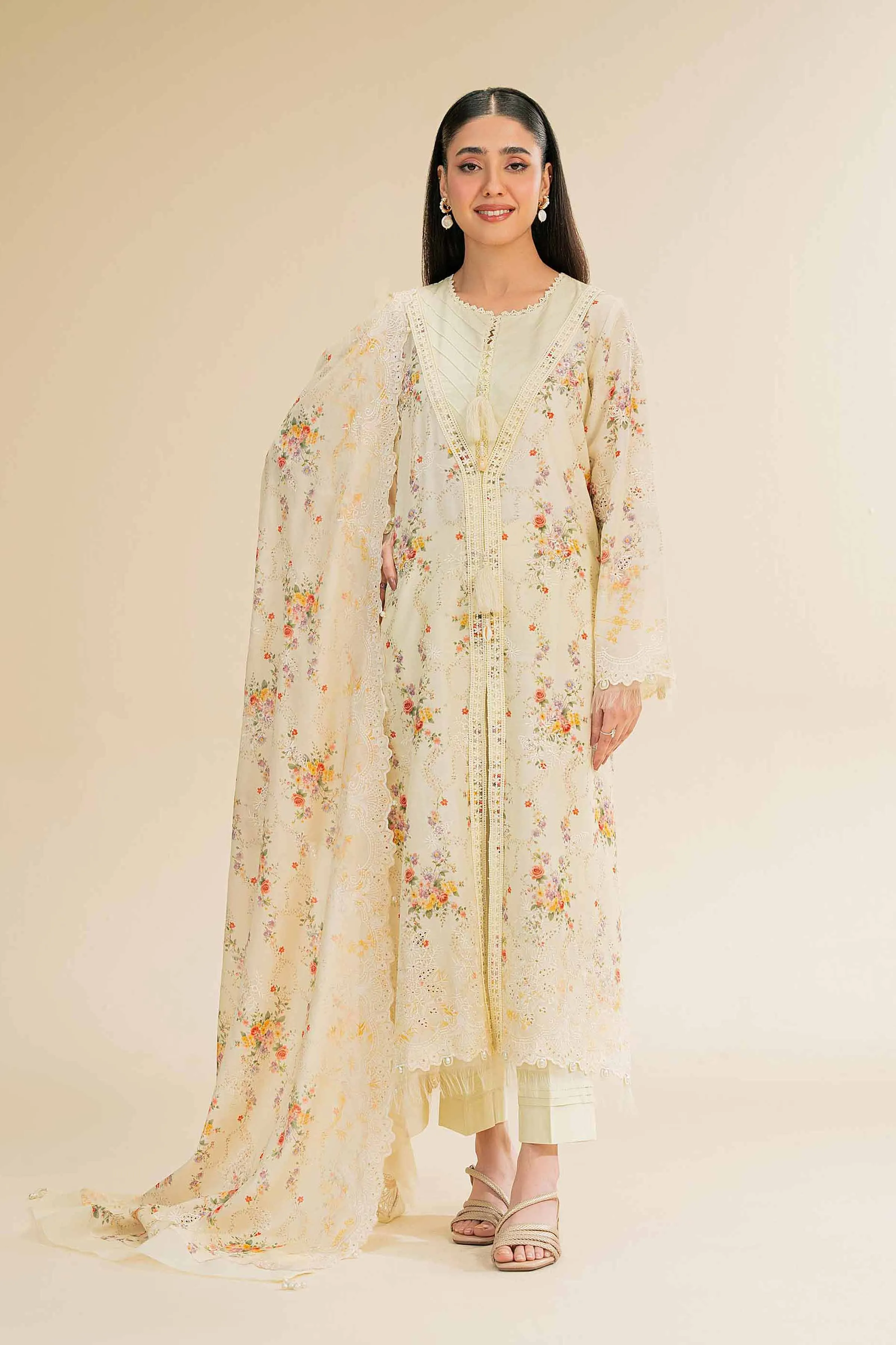 3 Piece - Digital Printed Embroidered Suit - 42501343