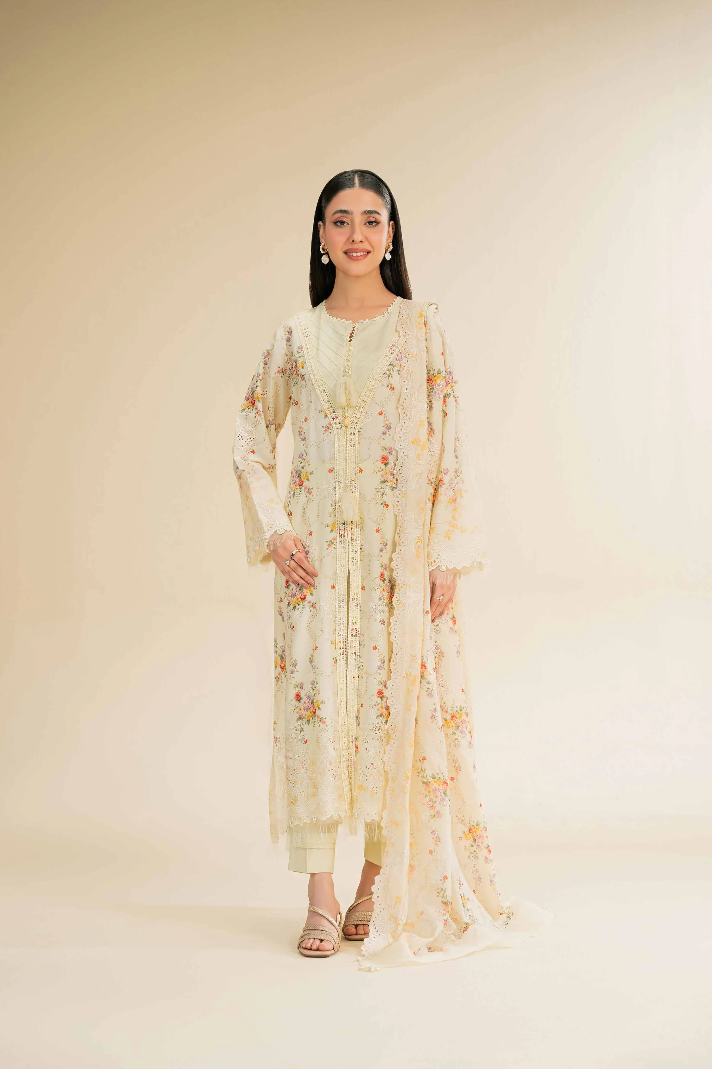 3 Piece - Digital Printed Embroidered Suit - 42501343