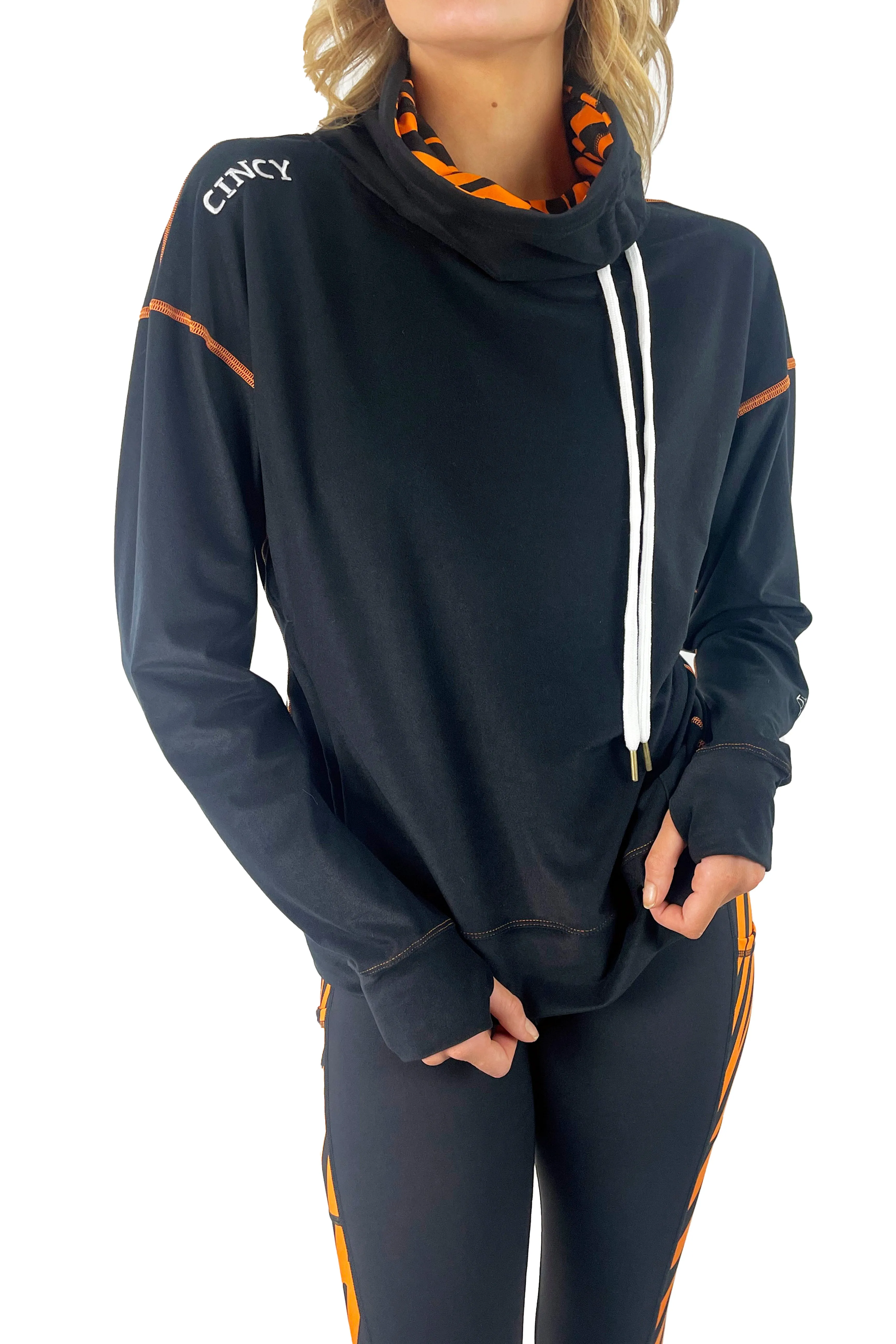 3402 - The "Cincy Love" Mock Neck Pullover/Black