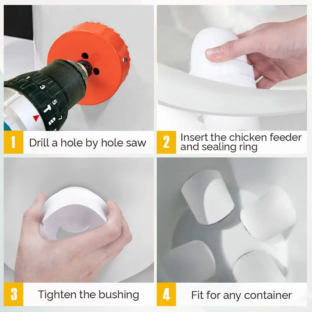 4-Port Chicken Feeder | PVC Gravity Fed Poultry Feeder