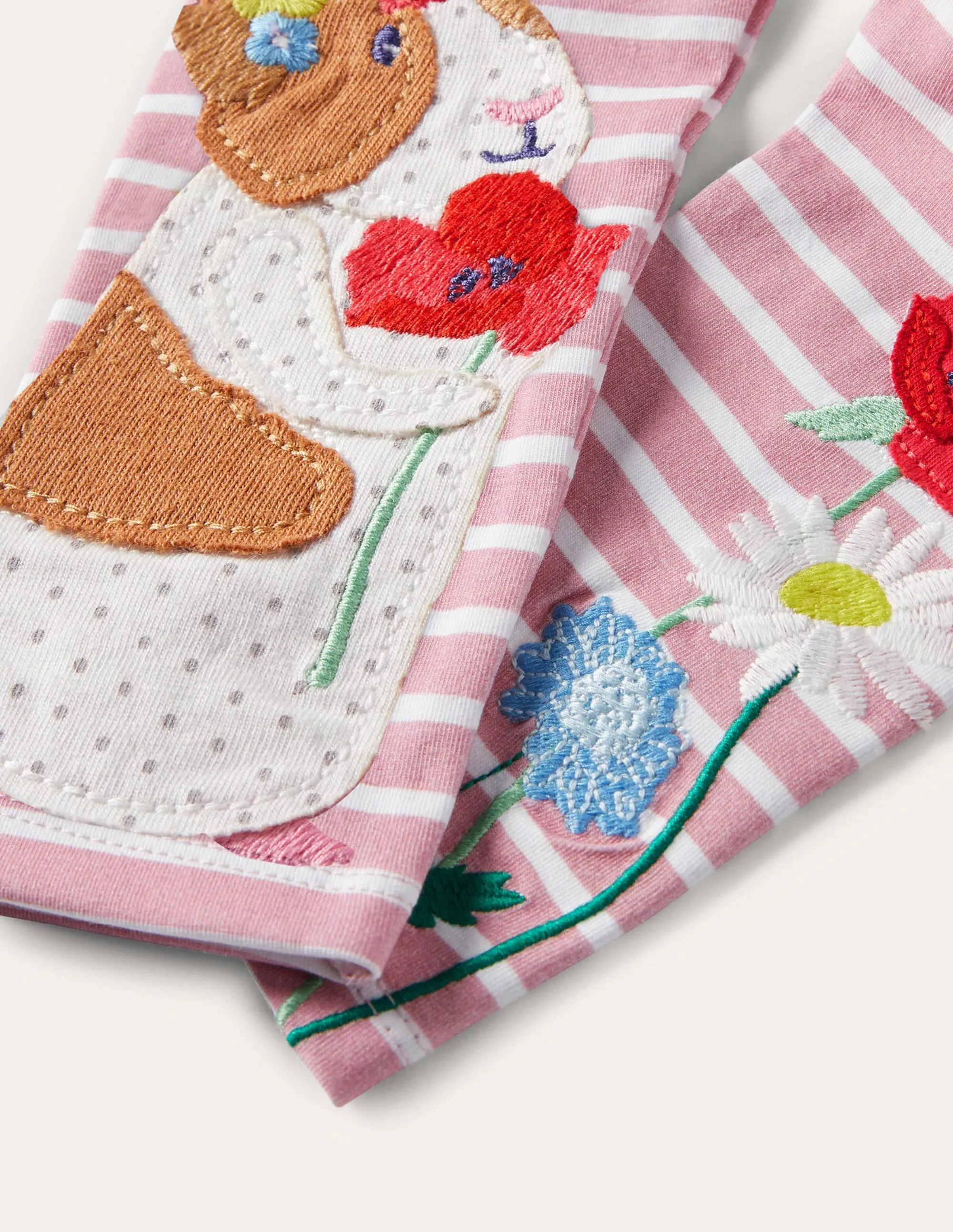 Pink Stripe Guinea Pig Print Leggings-Formica Pink/Ivory Guinea Pig