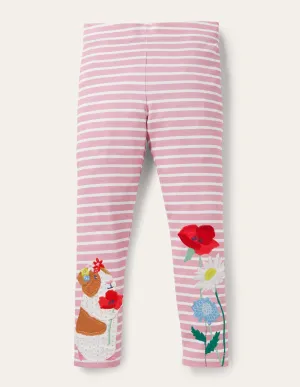 Pink Stripe Guinea Pig Print Leggings-Formica Pink/Ivory Guinea Pig