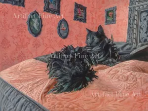 "Raven Cat Presiding" Original Painting