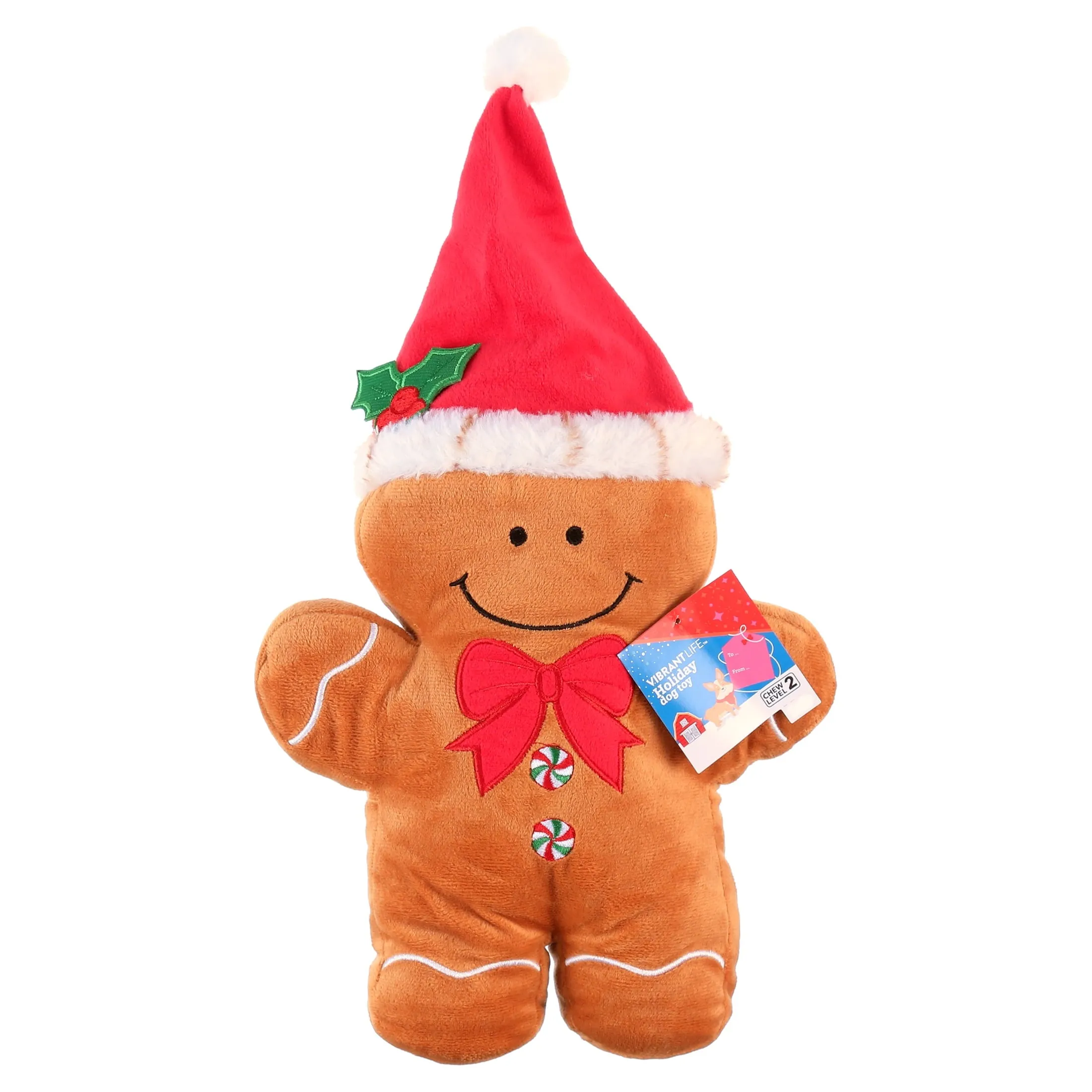 Vibrant Life Holiday Brown Gingerbread Man Plush Dog Toy