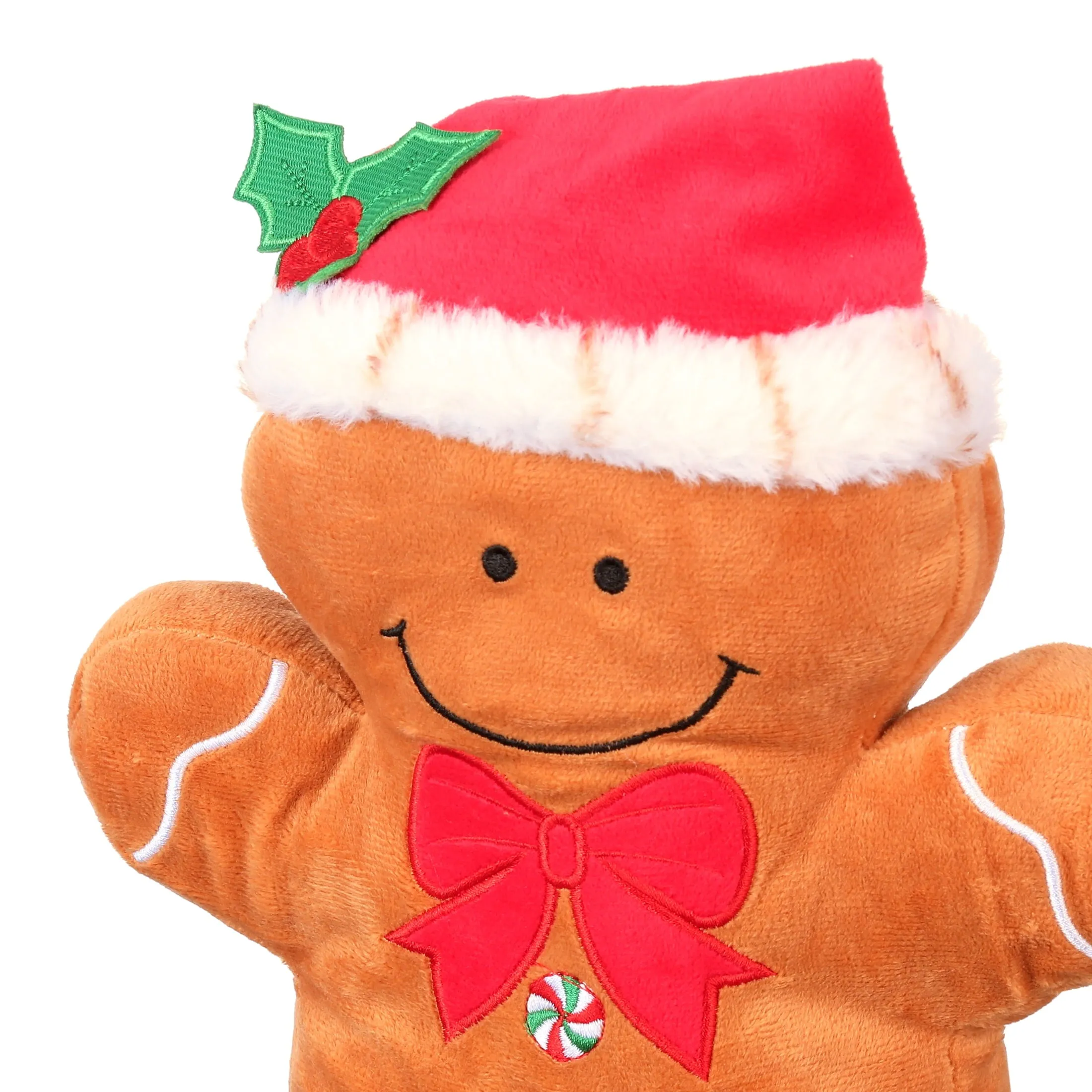 Vibrant Life Holiday Brown Gingerbread Man Plush Dog Toy